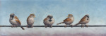 vijf mussen op klein liggend blauw  19.2 x 6.7 cm